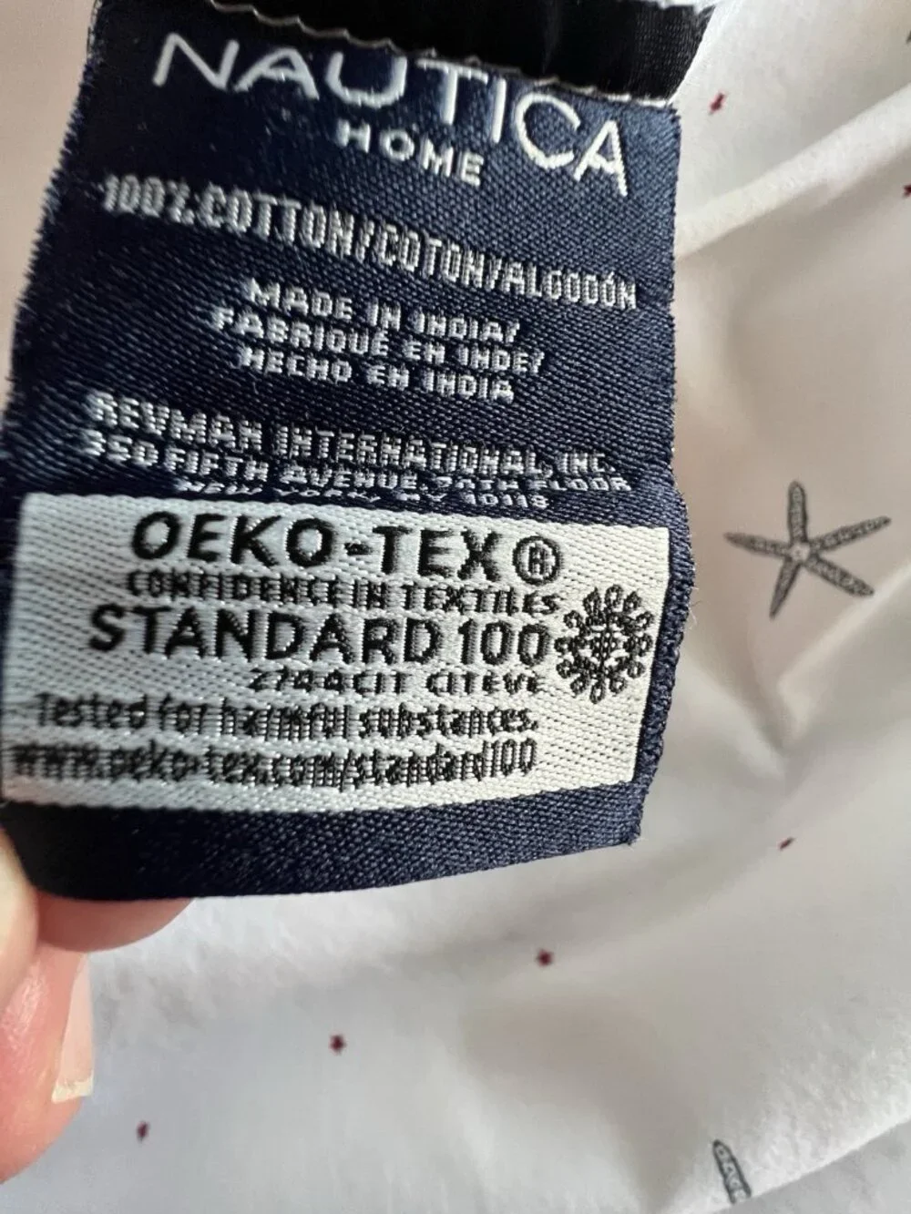 Nautica Star Spangled Pillowcase Standard Coastal 100% Cotton Starfish Nautical